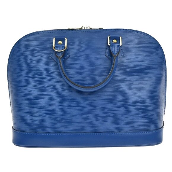 LOUIS VUITTON LV Logo Alma Hand Bag Epi Leather Blue GHW France M52145 90RF491 - Picture 13 of 15